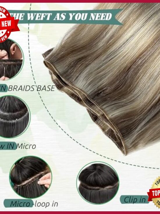 18-Inch Human Hair Sew-In Extensions, Silky Straight Weft, 100 Grams main image 5